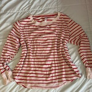 Gilligan & O'Malley Red and White Striped Long-Sleeve Crewneck Top